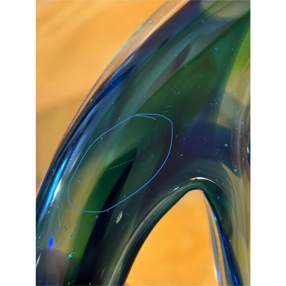 Diamond Star Corp Murano Style Hand Blown Art Glass 2 People Green Blue Eternal - Picture 8 of 9